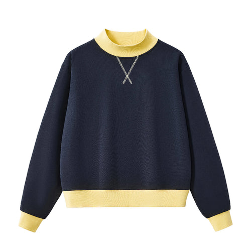Women's Mock Neck Crewneck Sweatshirt