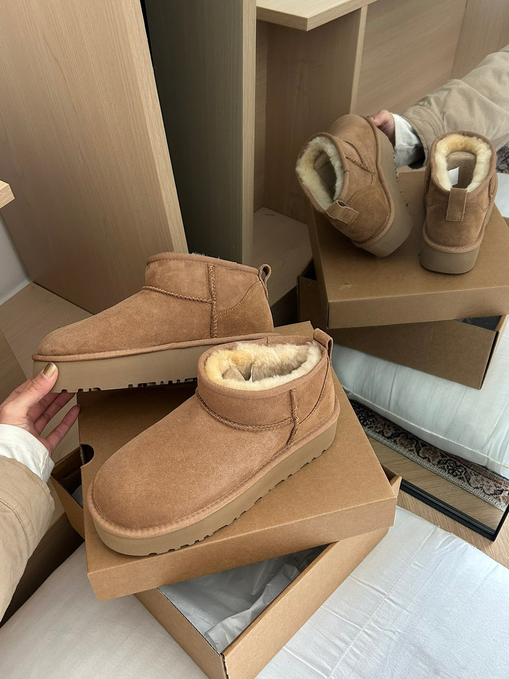 Platform Winter Wool Snow Boots