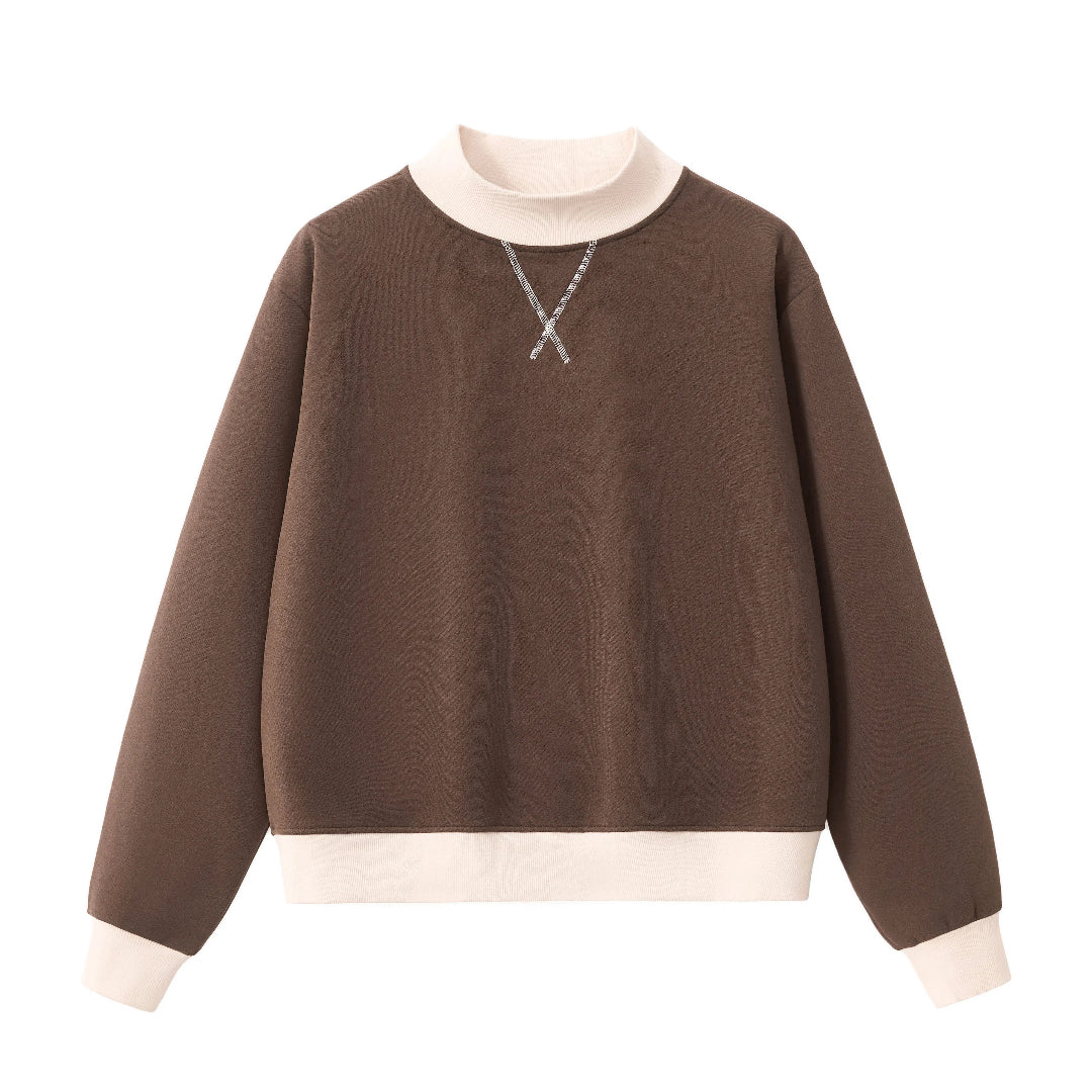 Women's Mock Neck Crewneck Sweatshirt
