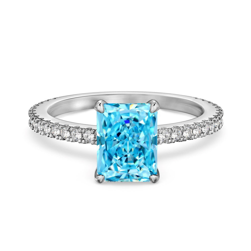 Lab Created Sapphire High Carbon Diamond Gemstone 100% 925 Sterling Silver Wedding Engagement Rings Fine Jewelry Gifts