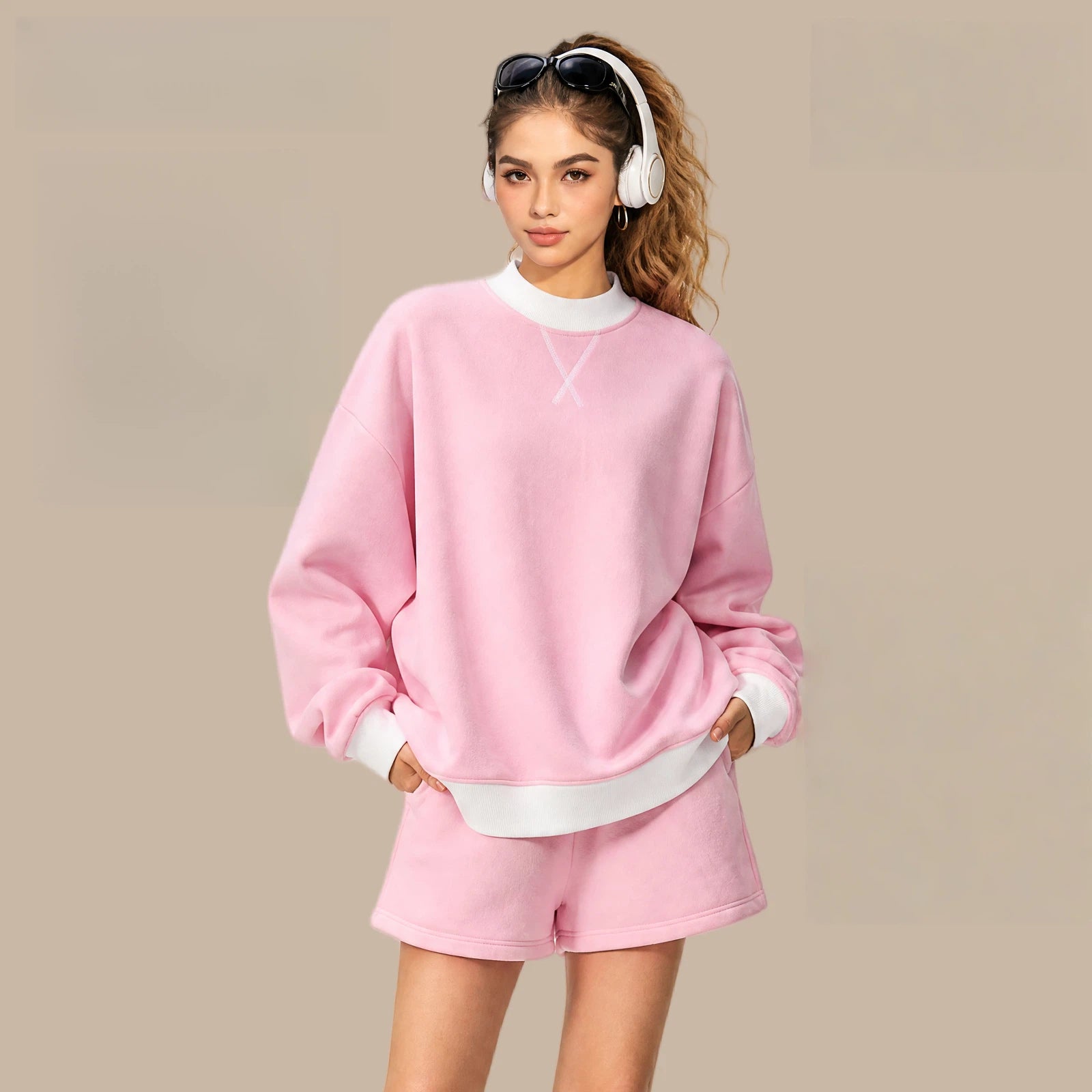 Women's Mock Neck Crewneck Sweatshirt