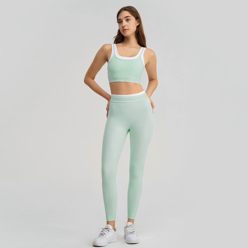 Sports Bra High Waist Legging Skirt Active Suits