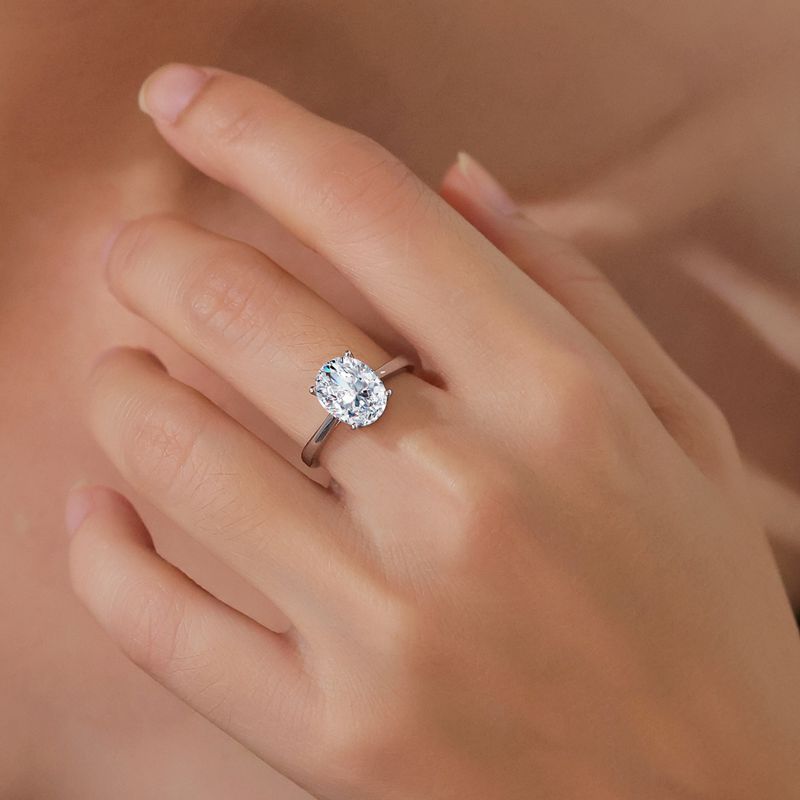 Four-claw Pigeon Egg Ring 3 Carat Moissanite PT950