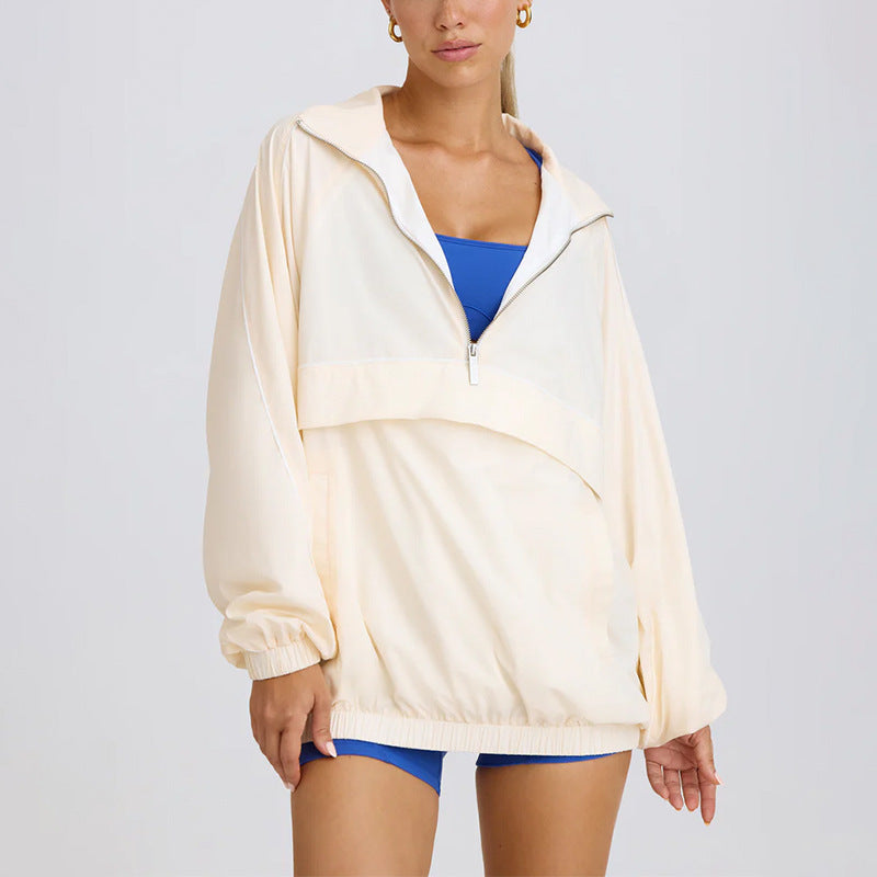 Women Stand Collar Half Zip Workout Jacket