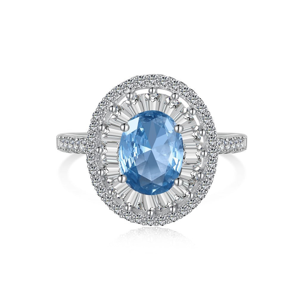 Lab Created Sapphire High Carbon Diamond Gemstone 100% 925 Sterling Silver Wedding Engagement Rings Fine Jewelry Gifts
