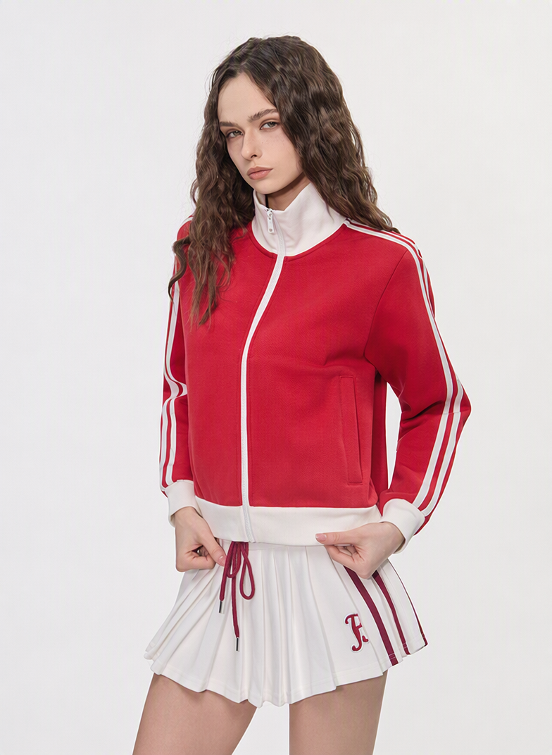 BRYNSA  Side Stripe Contrast Zip Through Jackets