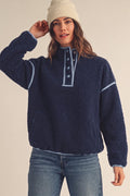 Women Half Zip Sherpa Fleece Pullover Sweatshirt