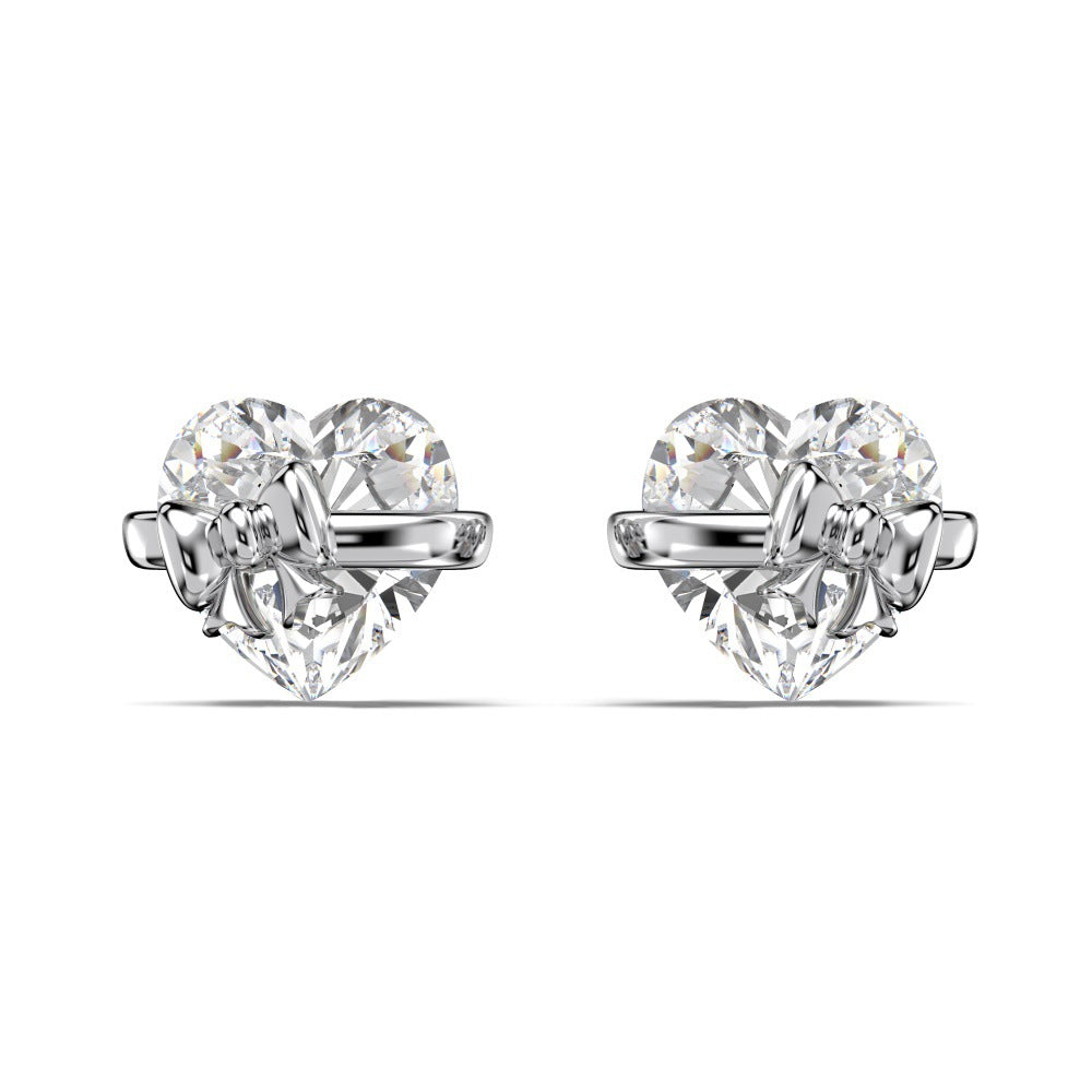925 Sterling Silver Delicate Heart Bow Tie Design Sweet Luxury Shining Ring Romantic Engagement Ring for Women Jewelry Gift