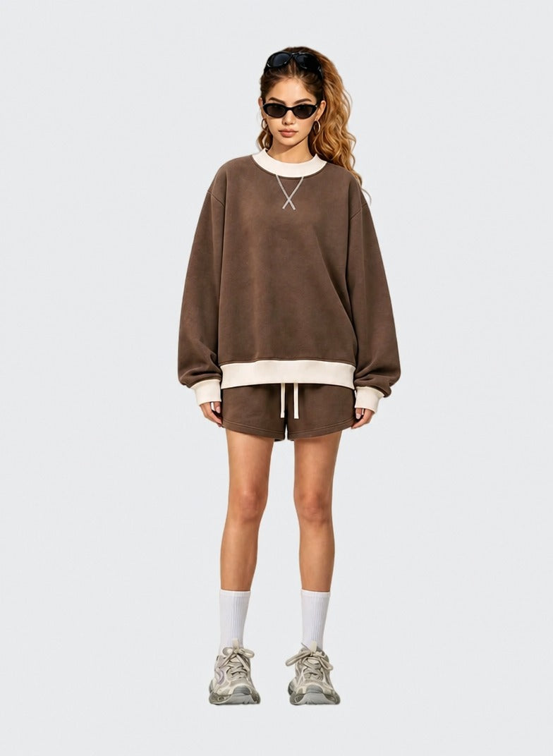 BRYNSA Fleece Oversized Crewneck Sweatshirt
