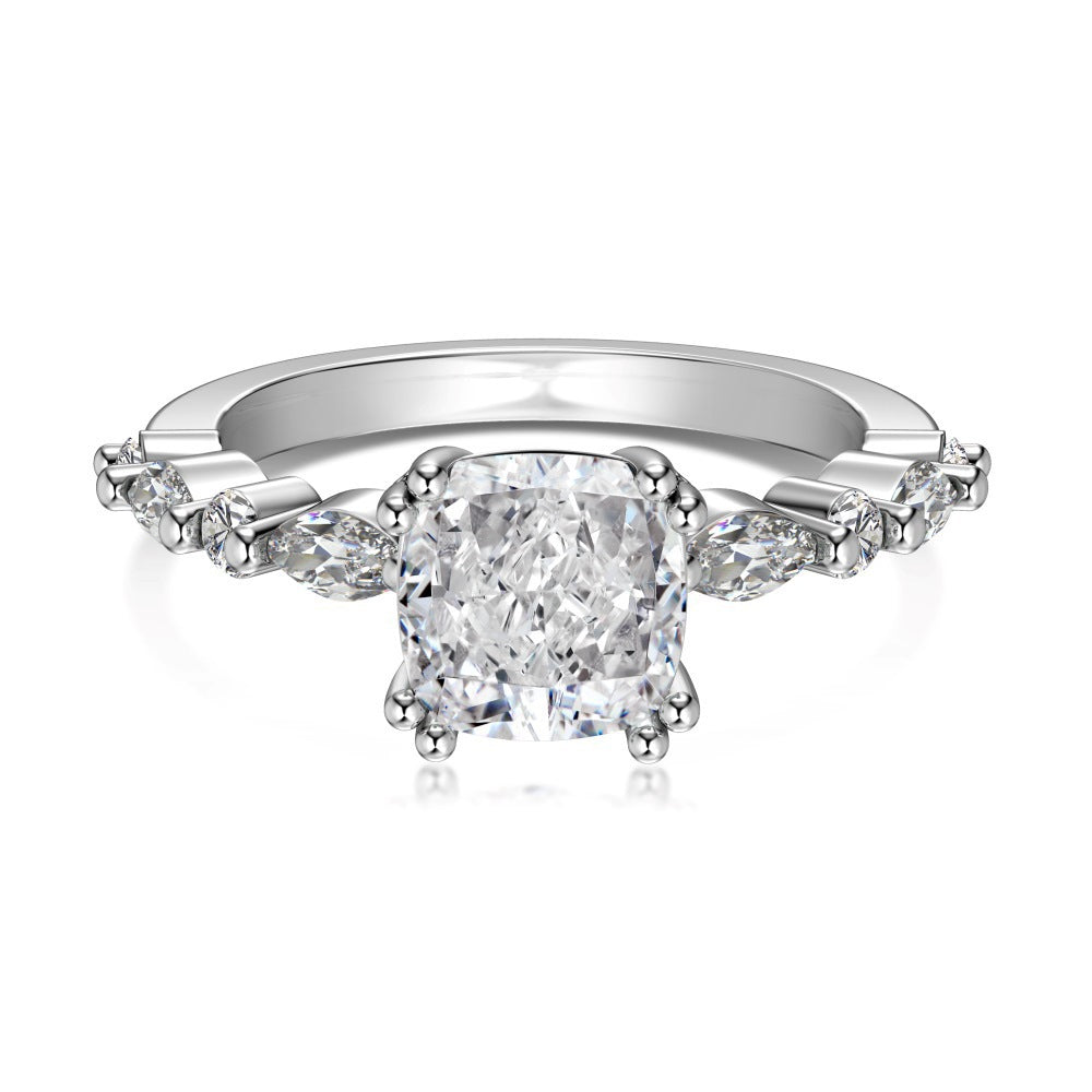 Lab Created Sapphire High Carbon Diamond Gemstone 100% 925 Sterling Silver Wedding Engagement Rings Fine Jewelry Gifts