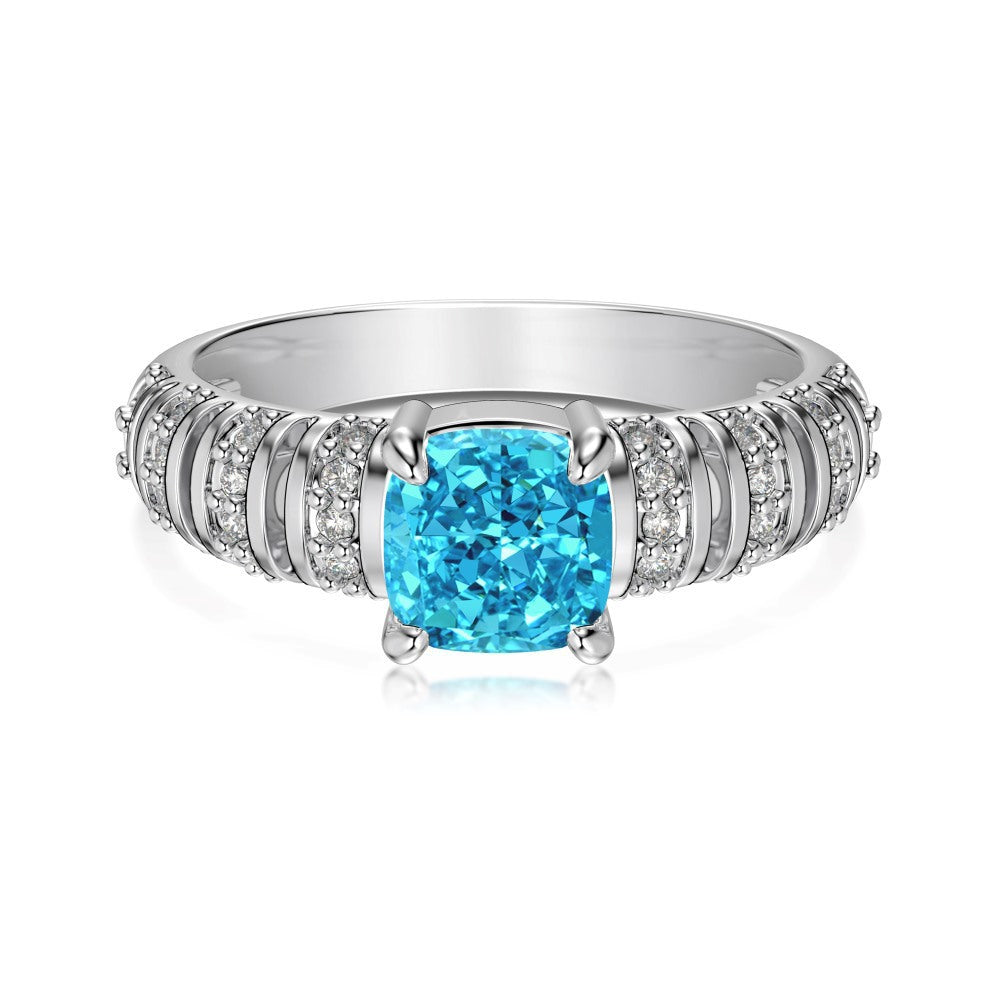 Lab Created Sapphire High Carbon Diamond Gemstone 100% 925 Sterling Silver Wedding Engagement Rings Fine Jewelry Gifts