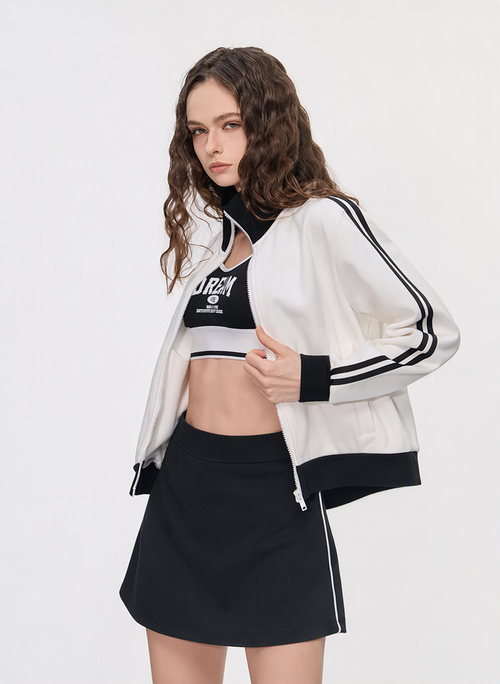 BRYNSA  Side Stripe Contrast Zip Through Jackets