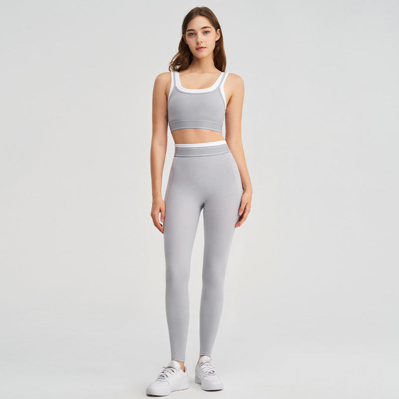 Sports Bra High Waist Legging Skirt Active Suits