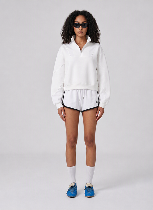 BRYNSA  Soft Oversized Half-Zip Wedge Pullover Sweatshirt